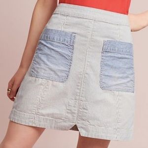 Pilcro and the Letterpress Railroad Stripe Denim Mini Skirt Blue/White Size 4